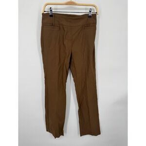 NWT Tribal Pants Women's 6P Brown Straight Leg Pull-on Zip Fly Button Classic